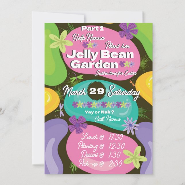 Convite Easter Invitation Jelly Bean Garden Party (Frente)