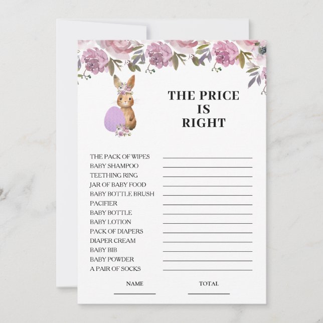 Convite Easter Price is Right Baby Shower Game Card  (Frente)
