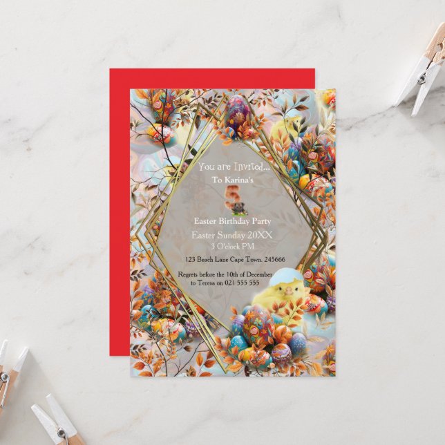 Convite Easter Sunday Birthday Celebrations (Frente/Verso In Situ)