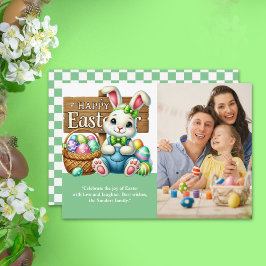 Convite "Easter Wishes! Lovely Bunny with Family Picture"