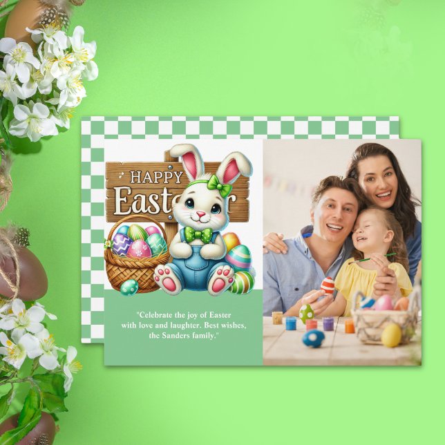 Convite "Easter Wishes! Lovely Bunny with Family Picture" (Criador carregado)
