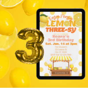 Convite Easy Peasy Lemon Três Anos, Aniversário de 3 anos