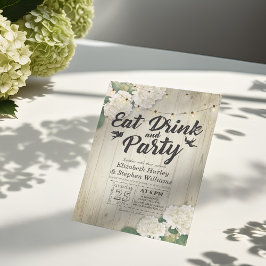 Convite EAT Drink & Party Weding Flower Wood String Light