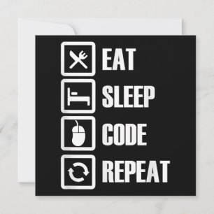 Convite Eat Sleep Code Repetir Engenheiro de Programação