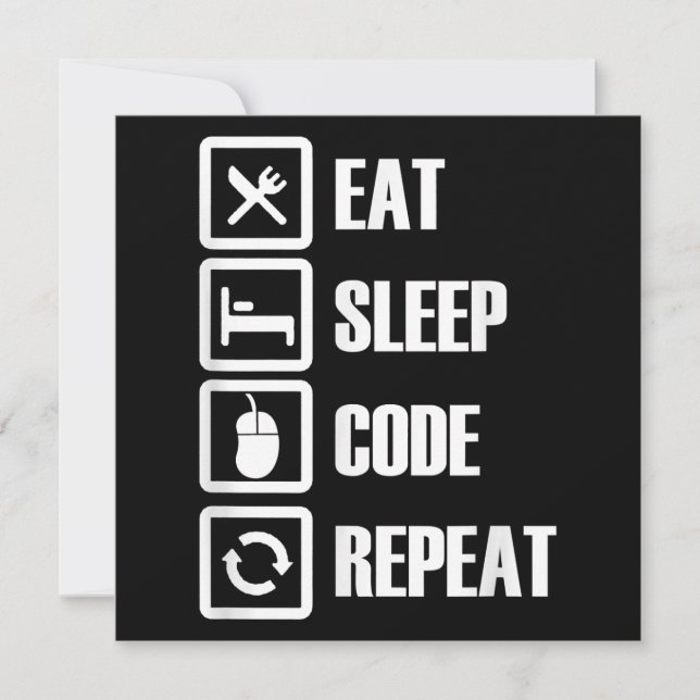 Convite Eat Sleep Code Repetir Engenheiro de programação d (Frente)