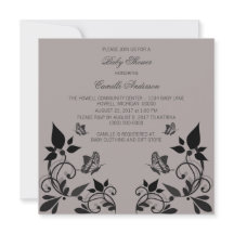 Ebony Butterfly Floral Chá de fraldas Invite