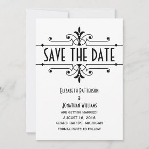 Convite Ebony v2 Fancy Ornamental Save the Date