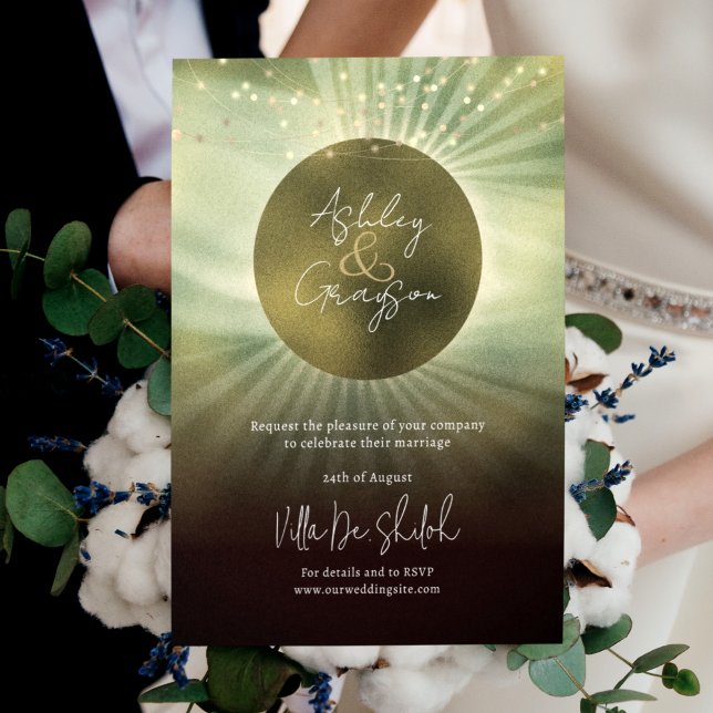 Convite Eclipse Celestial Elegante Casamento (Criador carregado)