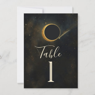 Convite Eclipse de Poeira Estelar Dourada Casamento Celest