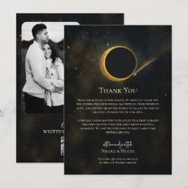 Convite Eclipse de Poeira Estelar Dourada Celestial Obriga