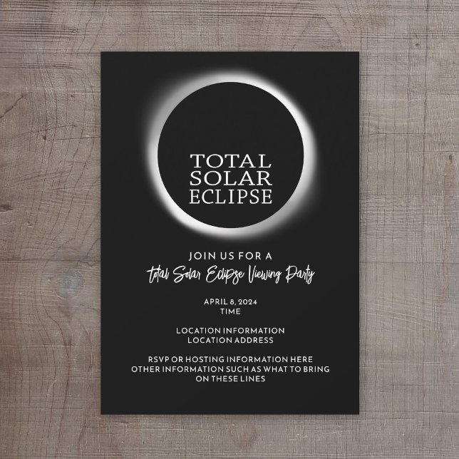 Convite Eclipse Solar Total - 2024 ou data personalizada (Solar Eclipse Viewing Party Invitation - Instant Download Option Available)