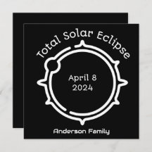 Eclipse Solar Total 2024 Preto Mínimo Moderno