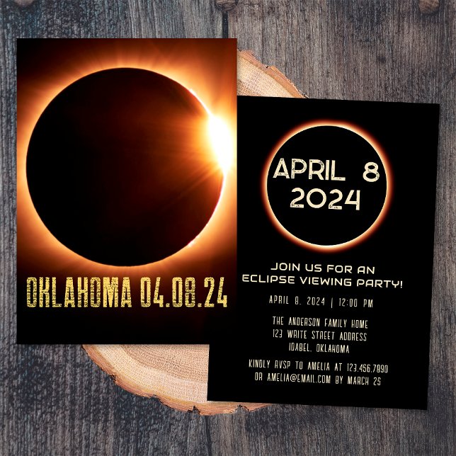 Convite Eclipse Solar Total Oklahoma 2024 Personalizado (Criador carregado)