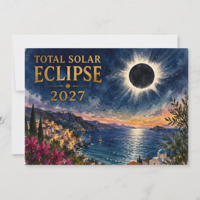 Convite Eclipse Total do Sol 2027 Mediterrâneo  (Frente)