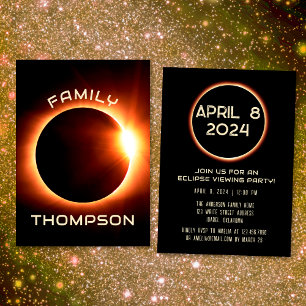 Convite Eclipse Total do Sol da Família Americana 8 de abr