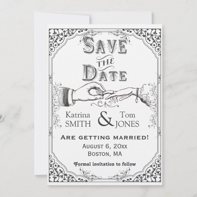 Convite Economias antiquados do Victorian a data (Frente)