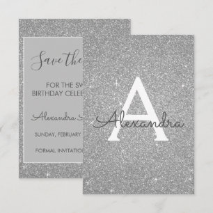 Convite Economias de prata do doce 16 do brilho a data