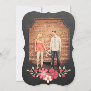 Convite Economias florais rústicas do quadro a tipografia