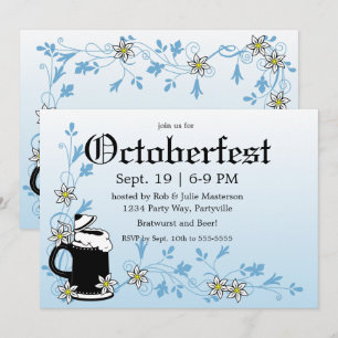 Convite Edelweiss e caneca de cerveja Oktoberfest elegante