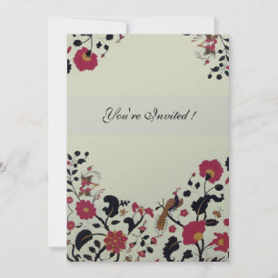 Convite EDEN,Pássaros do Amor Casado, Flores Negras Vermel