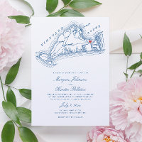 Edgartown MÃE Map Marinho Elegante Casamento Azul