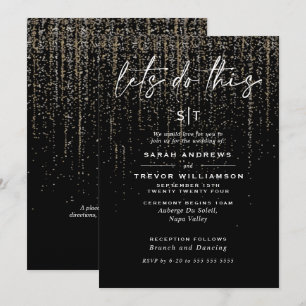 Convite Edgy Chic Champagne Glitter Garland