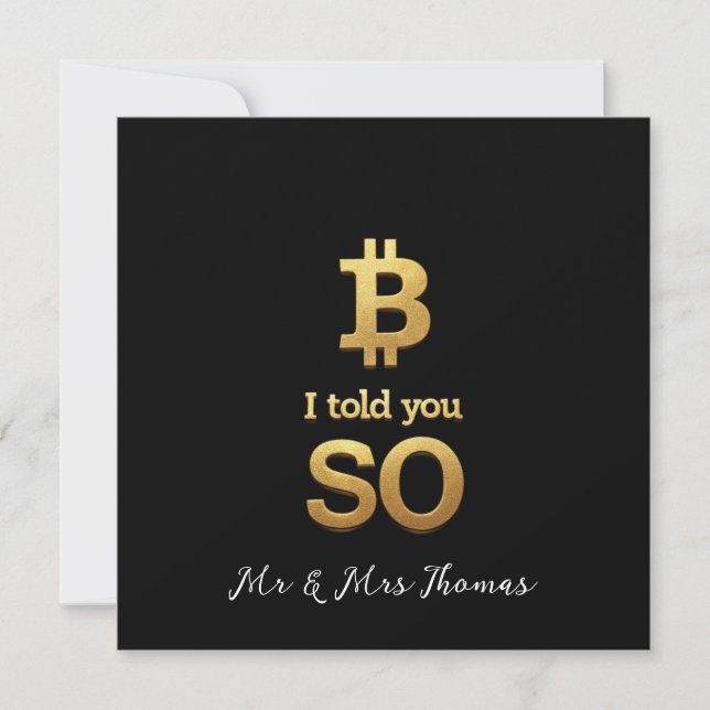 Convite Edição Limitada Bitcoin Told You So Retro Cripto  (Frente)