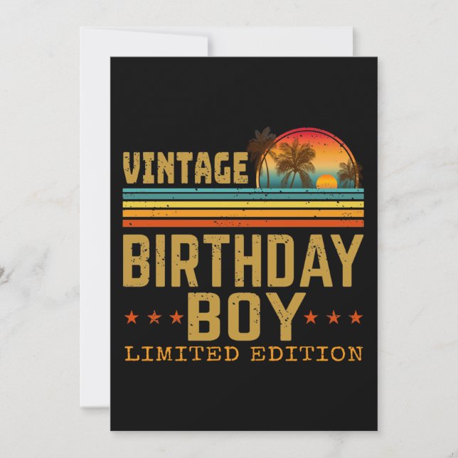Convite edição limitada de aniversário vintage masculino (Frente)