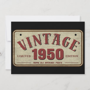 Convite Edição Limitada Vintage 1950 Todas as Peças Origin