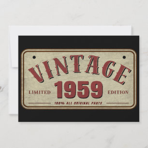 Convite Edição Limitada Vintage 1959 Todas as Peças Origin