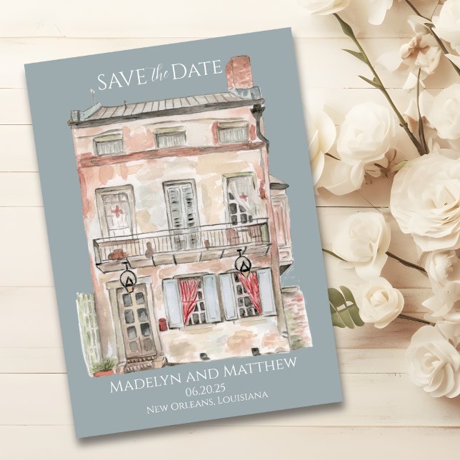 Convite Edifício Histórico de Nova Orleans Aquarela (Criador carregado)