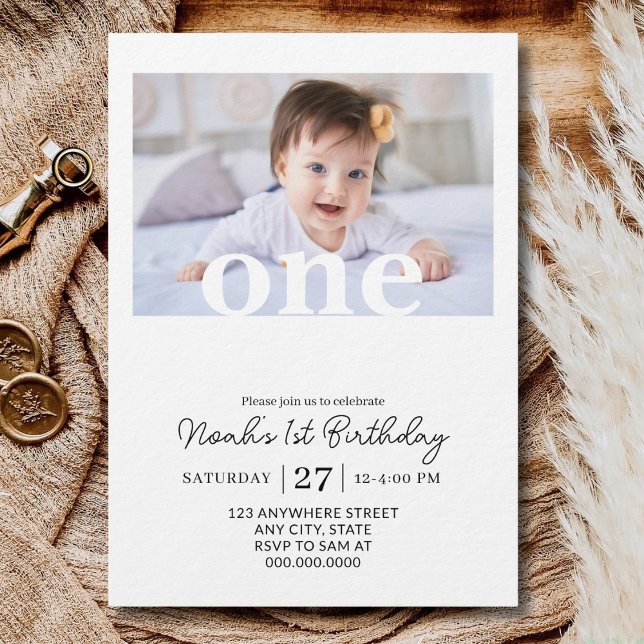 Convite Editable 1st Birthday Photo Girl First Birthday (Criador carregado)