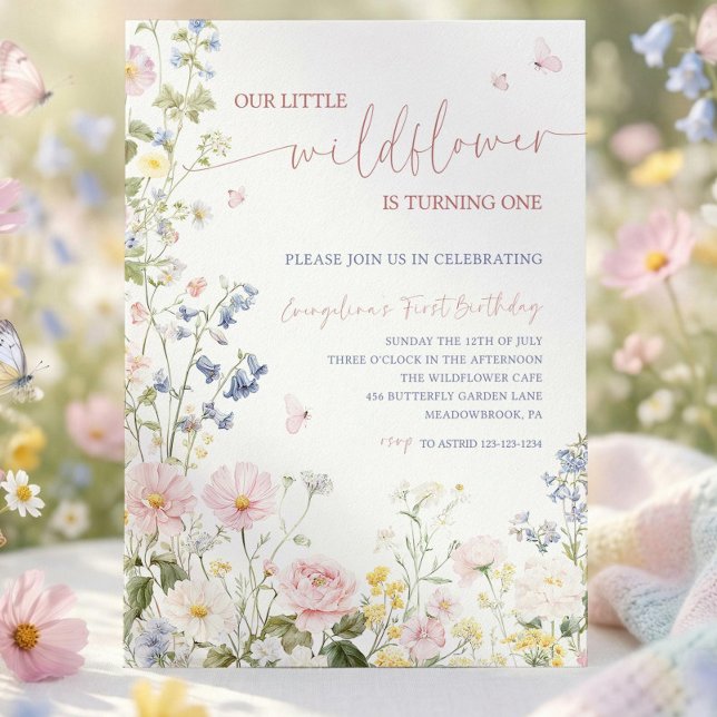 Convite Editable A Little Wildflower Baby Shower Invitatio (Criador carregado)
