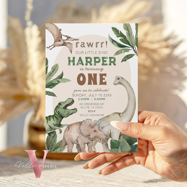 Convite Editable "AGE" Dinosaurs Trex Wild Birthday (Criador carregado)