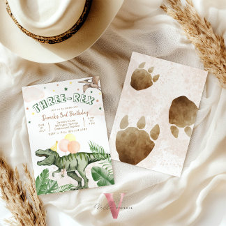 Convite Editable "AGE" Dinosaurs Trex Wild Birthday