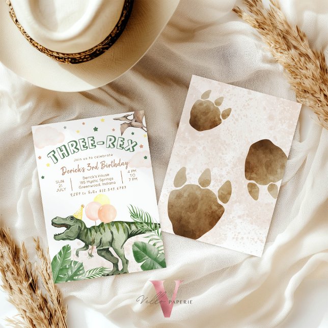 Convite Editable "AGE" Dinosaurs Trex Wild Birthday (Criador carregado)