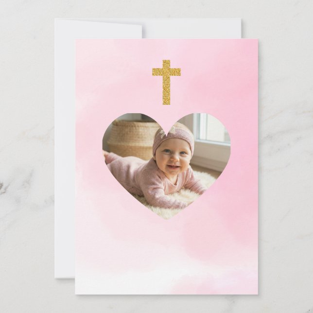 Convite Editable Baby Girl Baptism Invitation  (Verso)