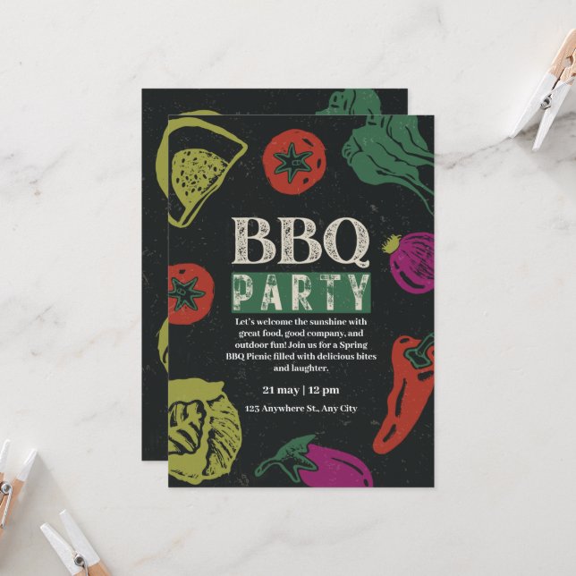 Convite Editable Backyard BBQ Game Night Invitation  (Frente/Verso In Situ)