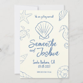 Convite Editable Beach Wedding Save the Date Card