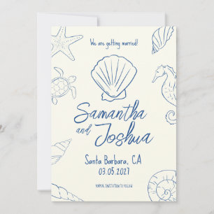 Convite Editable Beach Wedding Save the Date Card