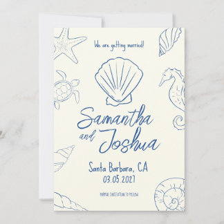 Convite Editable Beach Wedding Save the Date Card