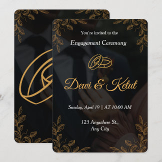 Convite Editable Black Gold Engagement Invitation Template
