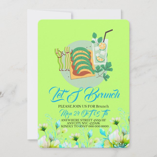 Convite Editable Brunch Invitation, Let's Brunch Invitatio (Frente)