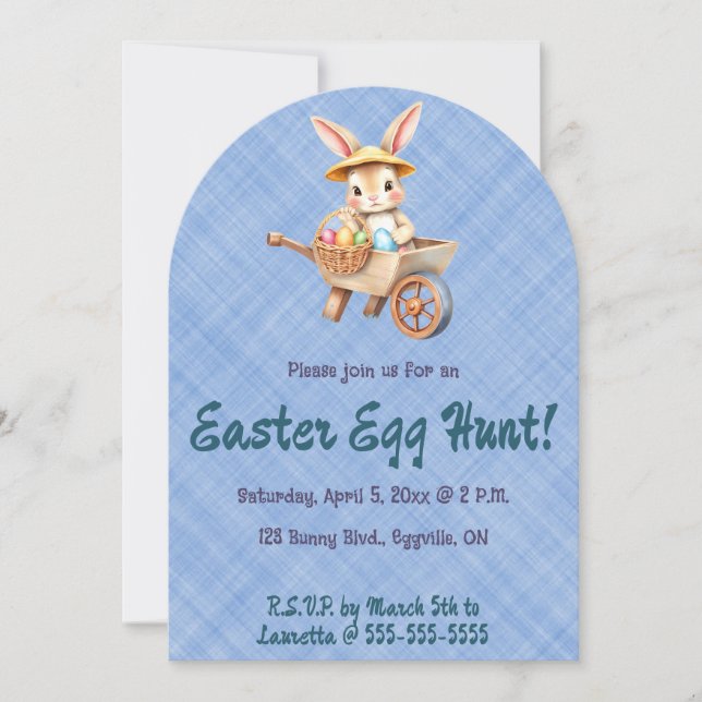 Convite Editable Bunny Easter Egg Hunt (Frente)