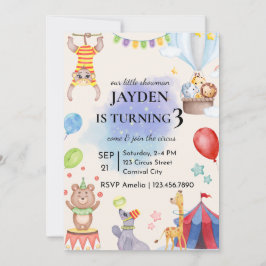 Convite Editable Circus Birthday Invitation