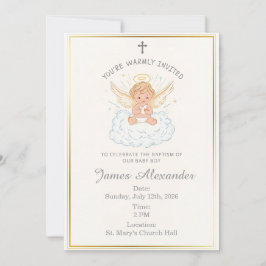 Convite Editable Classic Baby Baptism Invitation