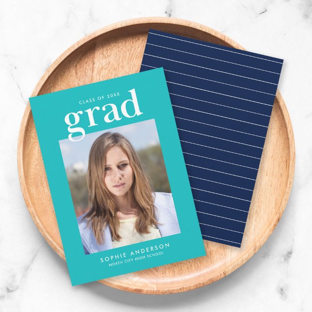 Convite Editable Colors Serif Photo Grad Announcement (Criador carregado)