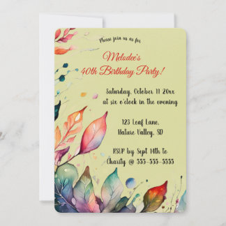 Convite Editable Colourful Leaves Invitation