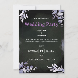 Convite Editable Dark Botanical Wedding Invitation