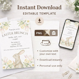 Convite Editable Easter Brunch Invitation Instant Download